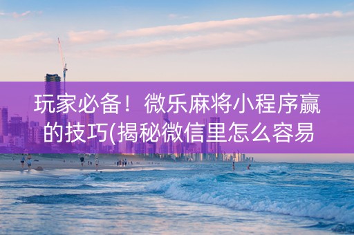 玩家必备！微乐麻将小程序赢的技巧(揭秘微信里怎么容易赢)