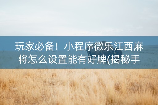 玩家必备！小程序微乐江西麻将怎么设置能有好牌(揭秘手机上系统发好牌)