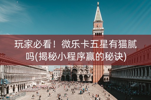 玩家必看！微乐卡五星有猫腻吗(揭秘小程序赢的秘诀)