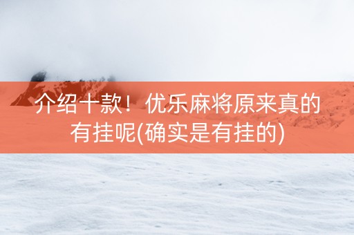 介绍十款！优乐麻将原来真的有挂呢(确实是有挂的)