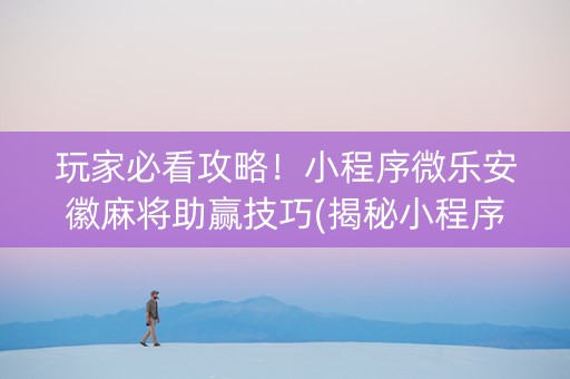 玩家必看攻略！小程序微乐安徽麻将助赢技巧(揭秘小程序助攻神器)