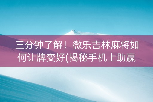 三分钟了解！微乐吉林麻将如何让牌变好(揭秘手机上助赢神器)