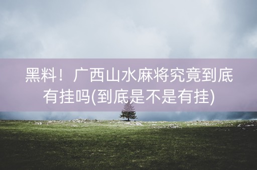 黑料！广西山水麻将究竟到底有挂吗(到底是不是有挂)