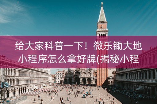 给大家科普一下！微乐锄大地小程序怎么拿好牌(揭秘小程序插件下载)