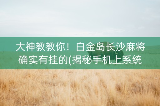 大神教教你！白金岛长沙麻将确实有挂的(揭秘手机上系统发好牌)
