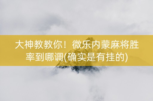 大神教教你！微乐内蒙麻将胜率到哪调(确实是有挂的)