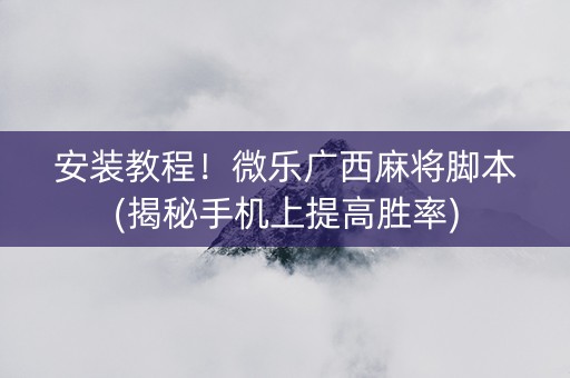 安装教程！微乐广西麻将脚本(揭秘手机上提高胜率)