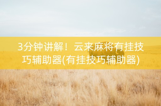 3分钟讲解！云来麻将有挂技巧辅助器(有挂技巧辅助器)