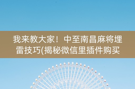 我来教大家！中至南昌麻将埋雷技巧(揭秘微信里插件购买)