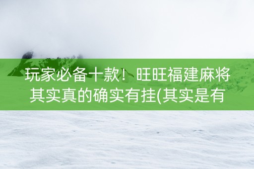 玩家必备十款！旺旺福建麻将其实真的确实有挂(其实是有挂确实有挂)