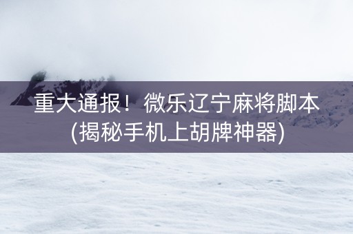 重大通报！微乐辽宁麻将脚本(揭秘手机上胡牌神器)