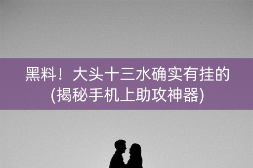 黑料！大头十三水确实有挂的(揭秘手机上助攻神器)