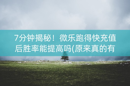 7分钟揭秘！微乐跑得快充值后胜率能提高吗(原来真的有挂呢)