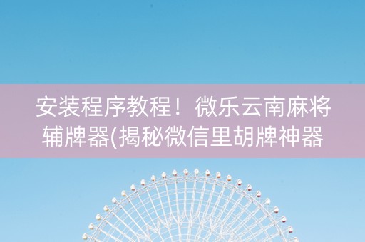 安装程序教程！微乐云南麻将辅牌器(揭秘微信里胡牌神器)