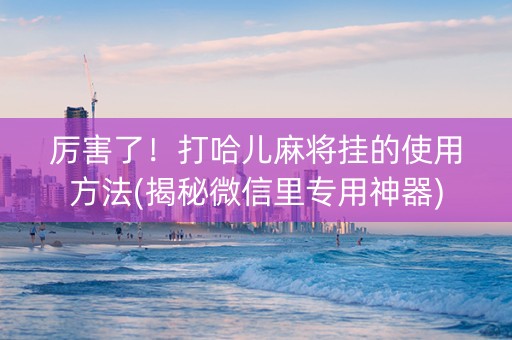 厉害了！打哈儿麻将挂的使用方法(揭秘微信里专用神器)