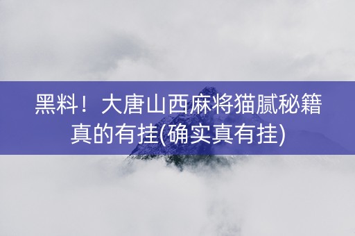 黑料！大唐山西麻将猫腻秘籍真的有挂(确实真有挂)