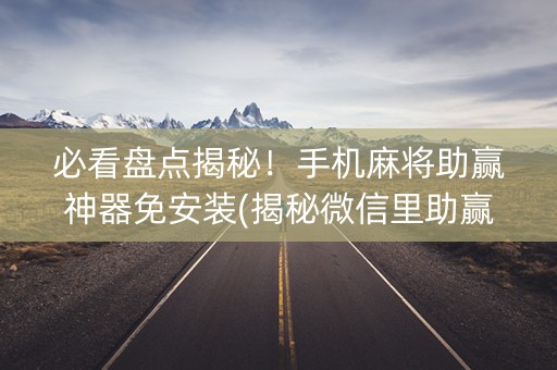 必看盘点揭秘！手机麻将助赢神器免安装(揭秘微信里助赢神器)