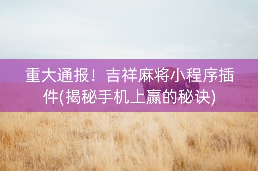 重大通报！吉祥麻将小程序插件(揭秘手机上赢的秘诀)
