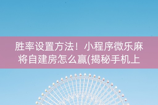 胜率设置方法！小程序微乐麻将自建房怎么赢(揭秘手机上提高赢的概率)