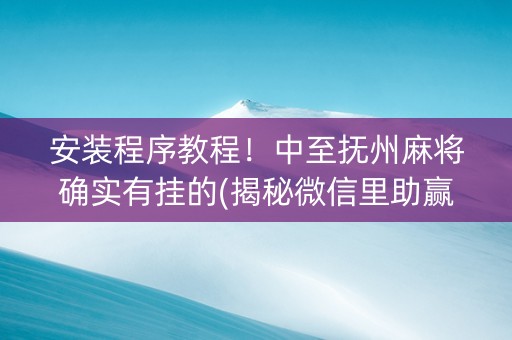 安装程序教程！中至抚州麻将确实有挂的(揭秘微信里助赢神器购买)