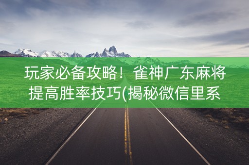 玩家必备攻略！雀神广东麻将提高胜率技巧(揭秘微信里系统发好牌)