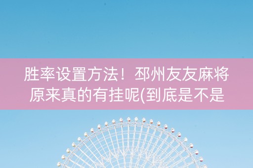 胜率设置方法！邳州友友麻将原来真的有挂呢(到底是不是有挂)