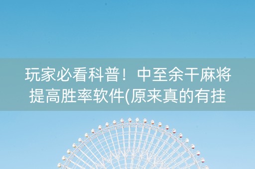 玩家必看科普！中至余干麻将提高胜率软件(原来真的有挂)