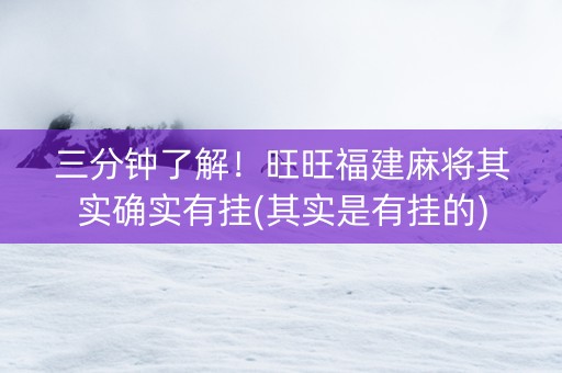 三分钟了解！旺旺福建麻将其实确实有挂(其实是有挂的)