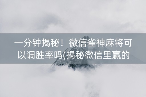 一分钟揭秘！微信雀神麻将可以调胜率吗(揭秘微信里赢的诀窍)