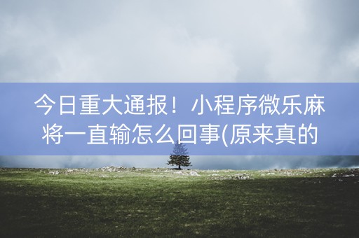 今日重大通报！小程序微乐麻将一直输怎么回事(原来真的有挂)
