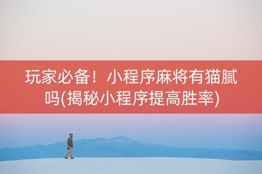 玩家必备！小程序麻将有猫腻吗(揭秘小程序提高胜率)