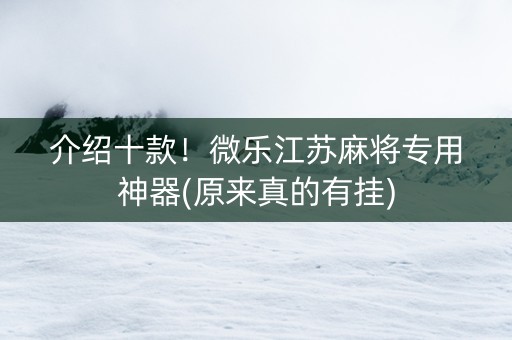 介绍十款！微乐江苏麻将专用神器(原来真的有挂)