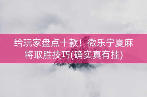 给玩家盘点十款！微乐宁夏麻将取胜技巧(确实真有挂)