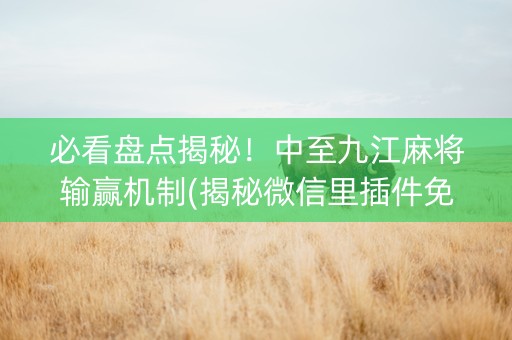 必看盘点揭秘！中至九江麻将输赢机制(揭秘微信里插件免费)