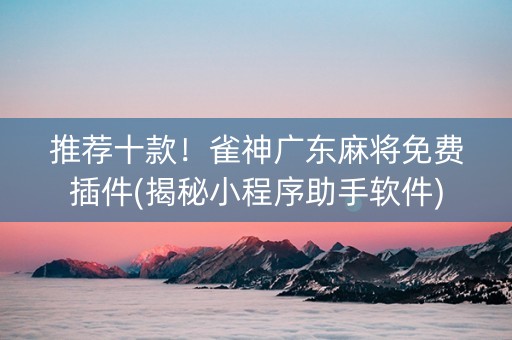 推荐十款！雀神广东麻将免费插件(揭秘小程序助手软件)