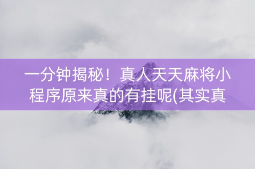 一分钟揭秘！真人天天麻将小程序原来真的有挂呢(其实真的确实有挂)
