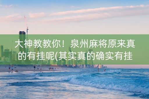 大神教教你！泉州麻将原来真的有挂呢(其实真的确实有挂)