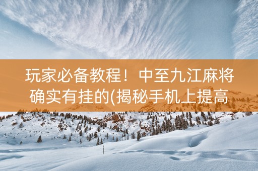 玩家必备教程！中至九江麻将确实有挂的(揭秘手机上提高胜率)