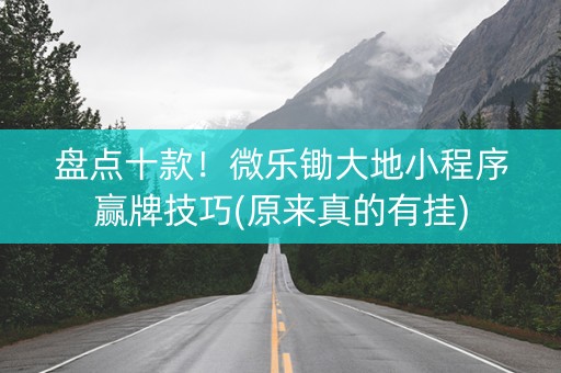 盘点十款！微乐锄大地小程序赢牌技巧(原来真的有挂)