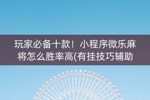 玩家必备十款！小程序微乐麻将怎么胜率高(有挂技巧辅助器)