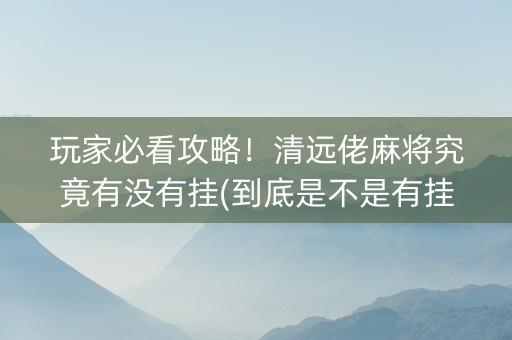 玩家必看攻略！清远佬麻将究竟有没有挂(到底是不是有挂)