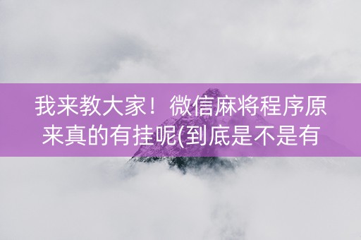 我来教大家！微信麻将程序原来真的有挂呢(到底是不是有挂)