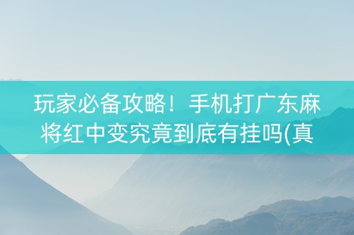 玩家必备攻略！手机打广东麻将红中变究竟到底有挂吗(真的有挂确实有挂)