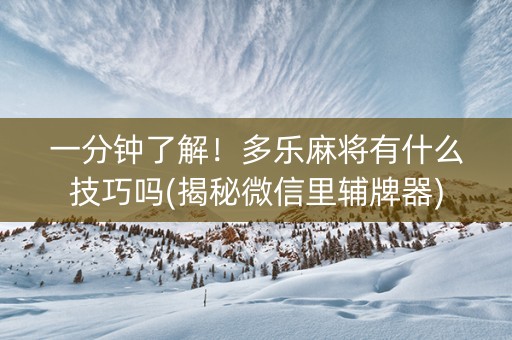 一分钟了解！多乐麻将有什么技巧吗(揭秘微信里辅牌器)