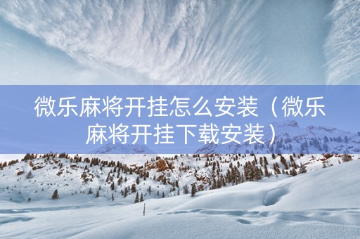 微乐麻将开挂怎么安装（微乐麻将开挂下载安装）