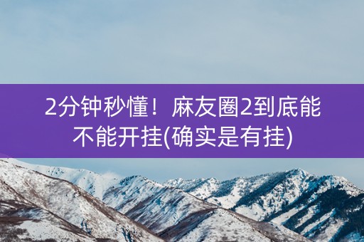 2分钟秒懂！麻友圈2到底能不能开挂(确实是有挂)