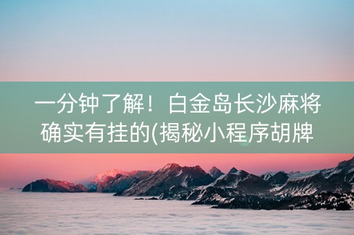 一分钟了解！白金岛长沙麻将确实有挂的(揭秘小程序胡牌神器)