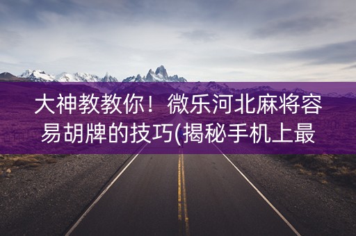 大神教教你！微乐河北麻将容易胡牌的技巧(揭秘手机上最新神器下载)