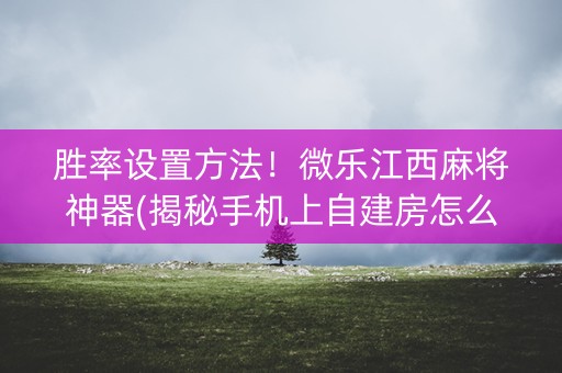 胜率设置方法！微乐江西麻将神器(揭秘手机上自建房怎么赢)