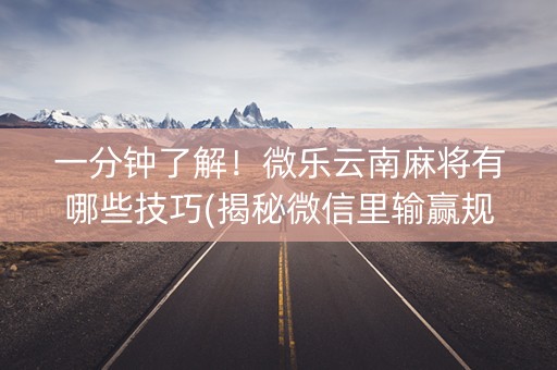 一分钟了解！微乐云南麻将有哪些技巧(揭秘微信里输赢规律)